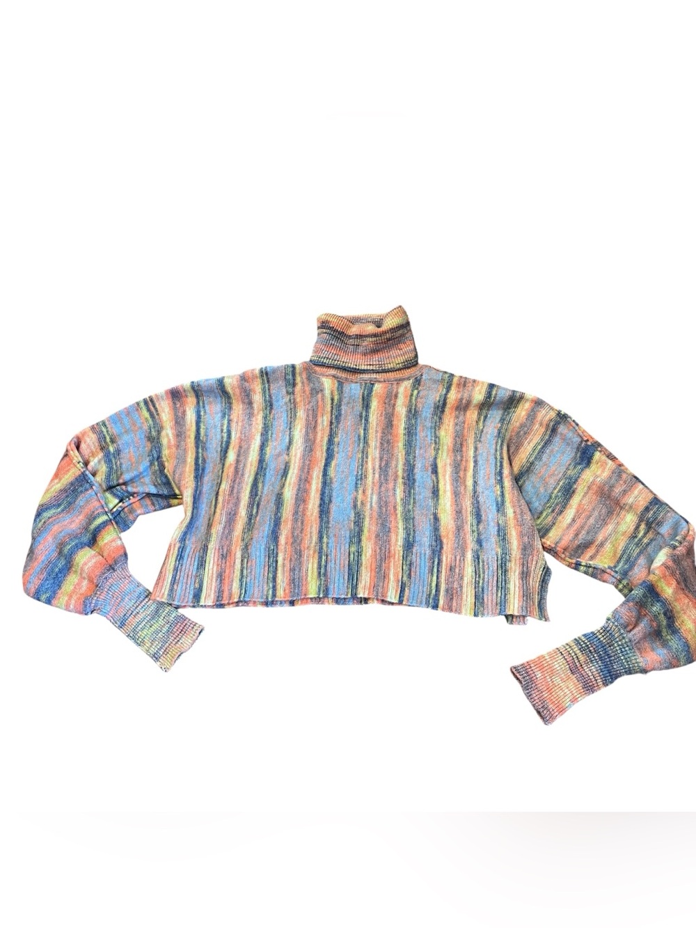 Urban Outfitters Sweater Womens Large Finley Cropped Turtleneck Striped Pullover